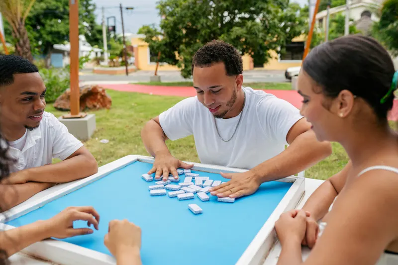 Friends playing board games