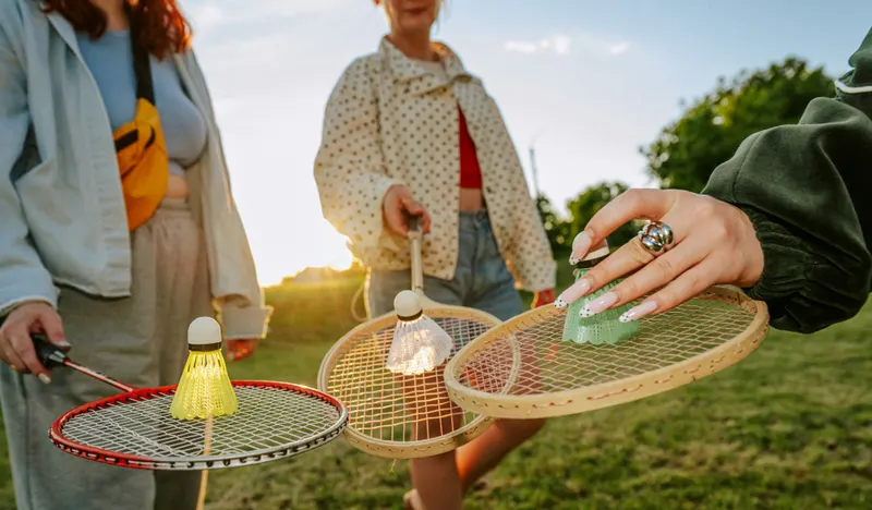 Playing badminton