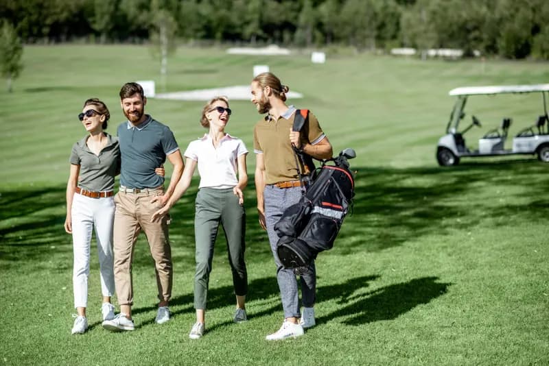 Playing golf