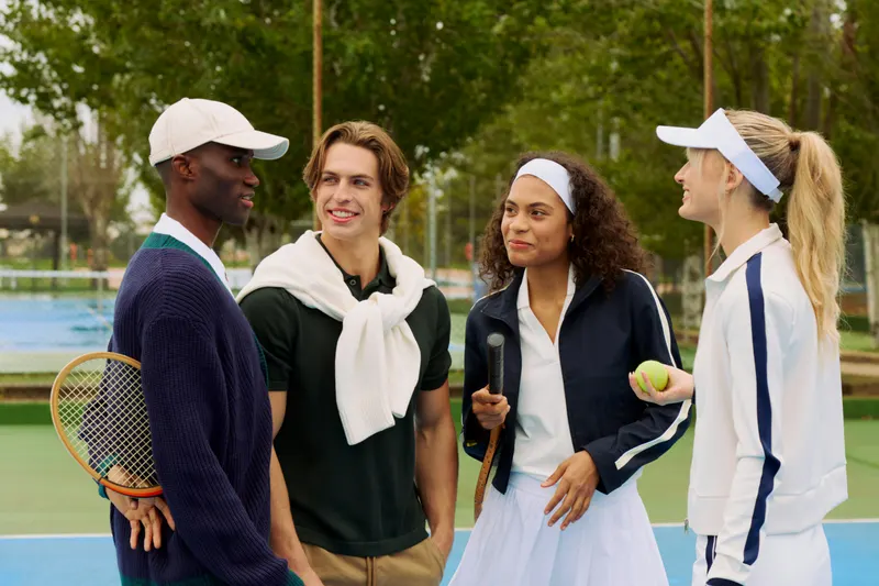 Playing tennis
